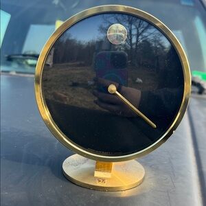 HowardMiller Gold and Black Round Desk Clock